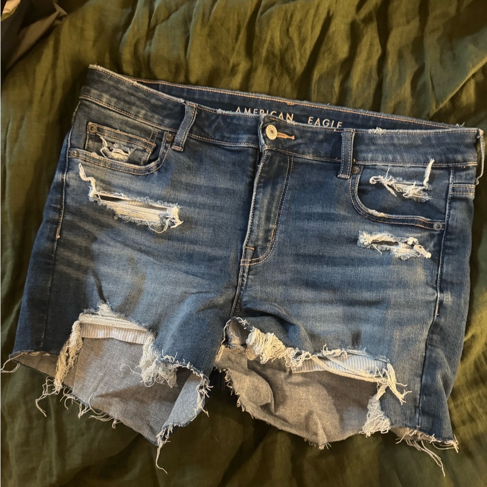 AE Ripped Denim Midi Shorts